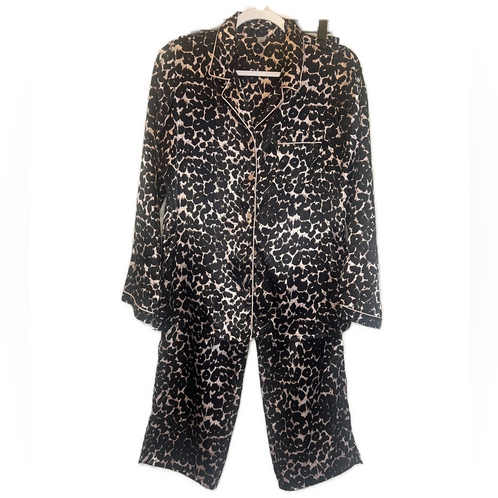 PINK K— Satin PJ Set, leopard pink/black, size Small